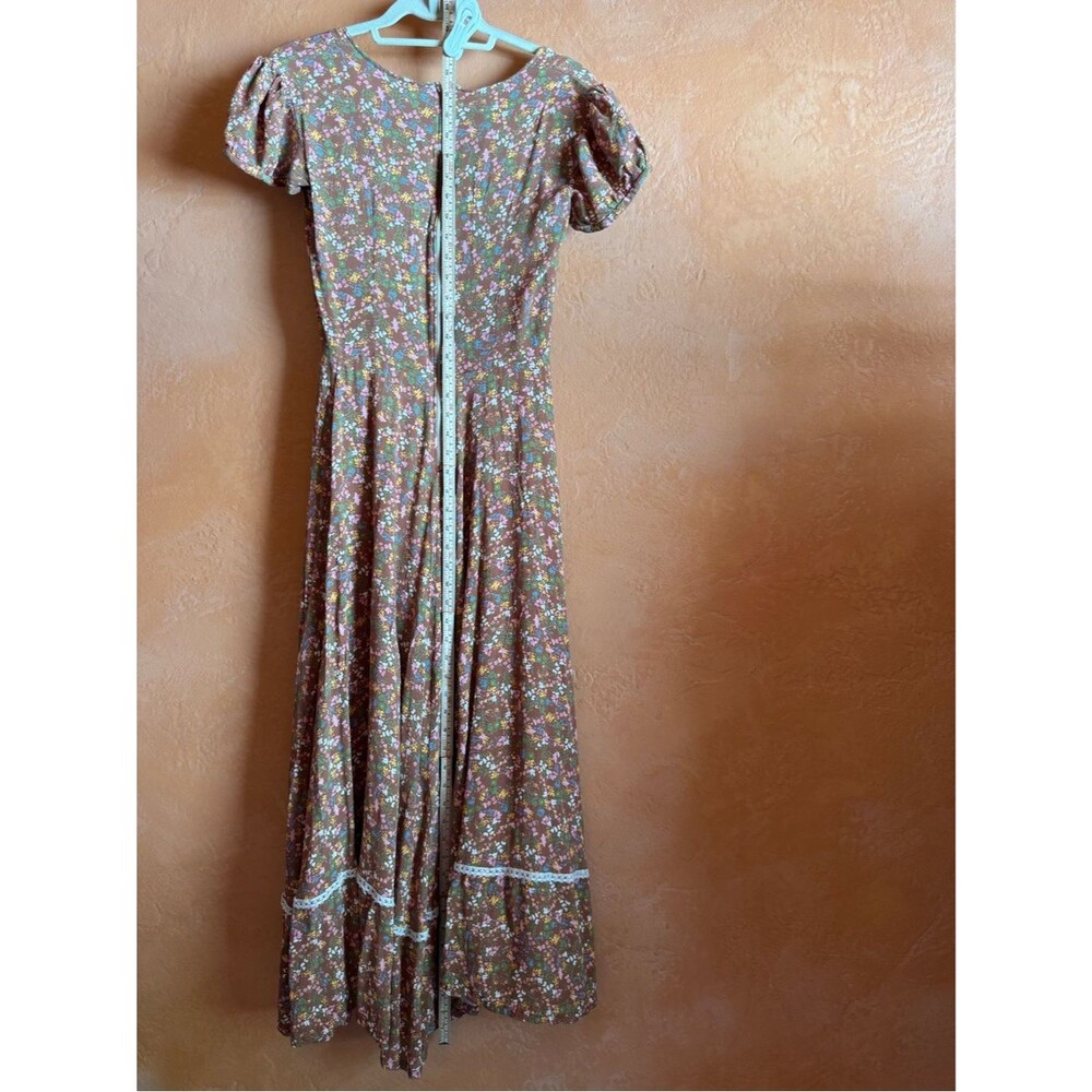 Prairie Cottagecore Dress Puff Sleeve Lace Trim Pioneer Style Small - Picture 5 of 9